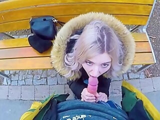Eva Elfie In Cute teen 18+ Swallows Cum For Cash - Public Blowjob In The Park By