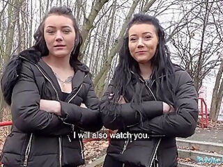 Public Agent Real Fake twins stopped on the street